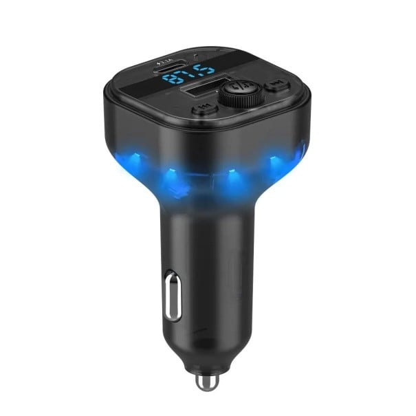 Bluetooth 5.3 FM adózó Handsfree autóhoz AUX rádió modulátor MP3 lejátszó USB 3,1A és USB-C gyorstöltéssel DC12-24V fekete veszteségmentes hangzás 1