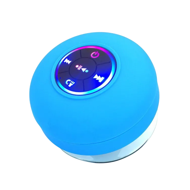 Bluetooth ηχοσύστημα μπάνιου με βεντούζα IPX4 Αδιάβροχο LED φως Mini ασύρματο ηχείο με μικρόφωνο 3W για τοίχο στο ντους μπλε