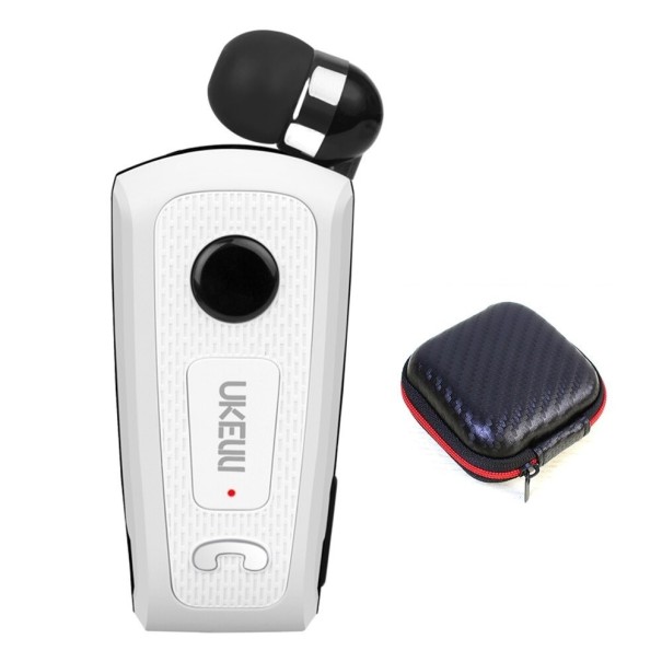 Bluetooth håndfri høretelefon med etui hvid