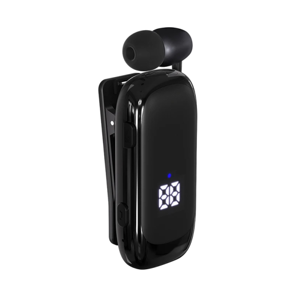 Bluetooth Headset K88 Lavalier Business mit Clip ausziehbares Kabel LED-Batteriestatusanzeige Bluetooth 5.2 Freisprecheinrichtung für Anrufe und Musik schwarz