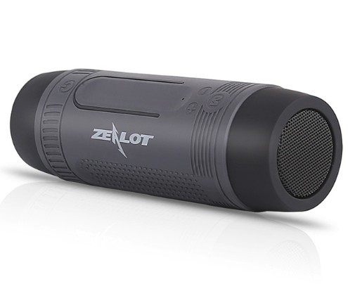 Bluetooth luidspreker met LED-zaklamp en karabijnhaak voor fiets en rugzak Waterdicht en schokbestendig Batterij 4000 mAh Afspelen van microSD grijs