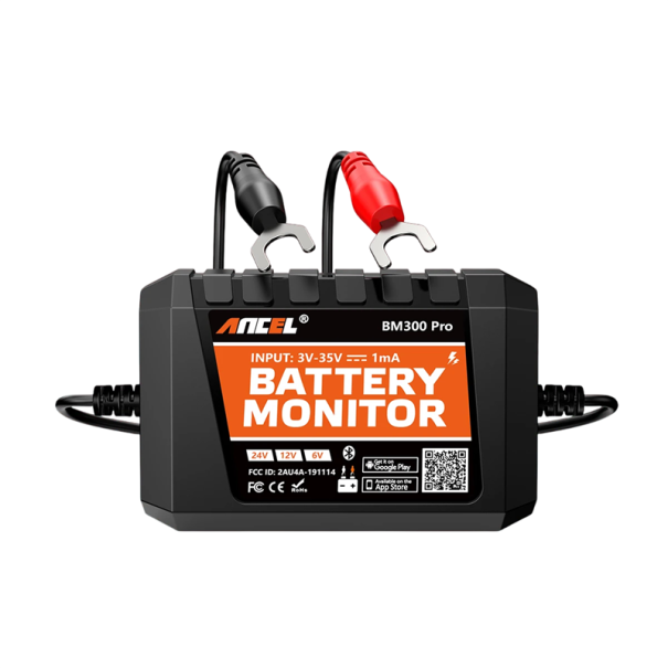 Bluetooth Monitor Autobatterie ANCEL BM300 Pro Tester für den Zustand der Batterie 6/12/24 V für Blei- und Lithiumbatterien mit mobiler App schwarz