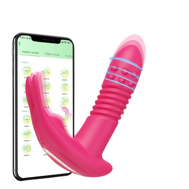 Bluetooth Triple Stimulation Vibrator Vízálló Rotary Vibrátor 9 vibrációs móddal Telefon Távirányító Vibrátor rózsaszín