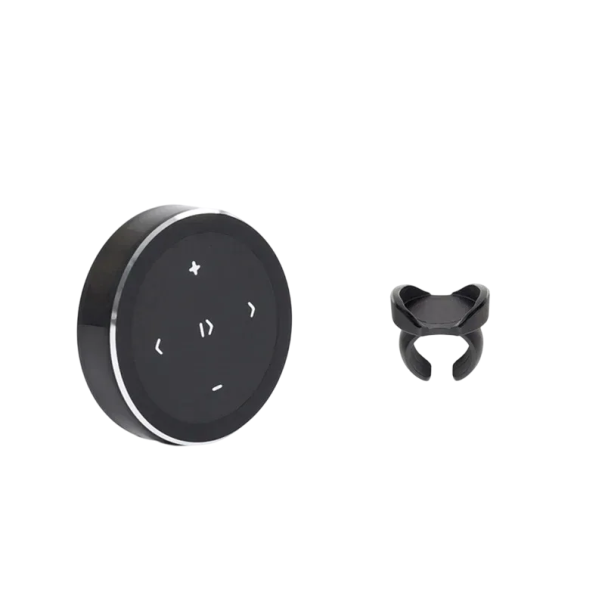 Bluetooth zene távirányító 3,6 cm kormánykerékre szerelhető tartóval, iOS és Android rendszerrel kompatibilis, vezeték nélküli lejátszóvezérlővel fekete