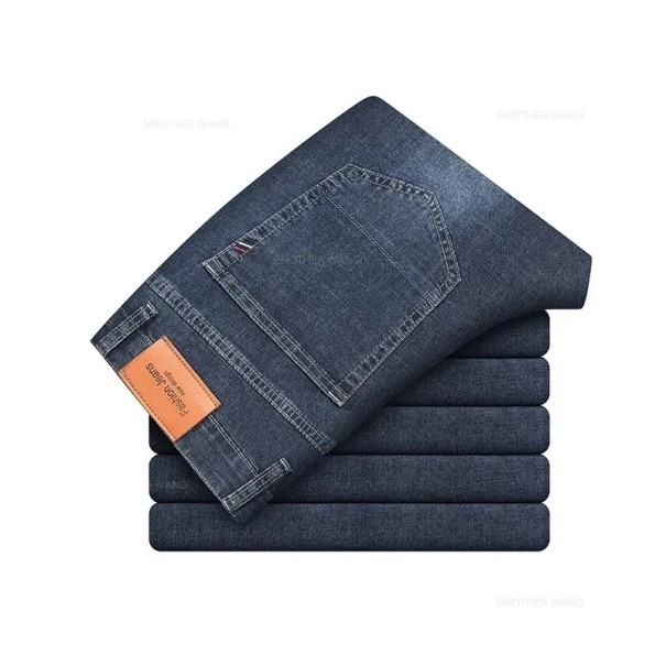 Blugi elastici drepți pentru bărbați, pantaloni casual slim stretch, confortabili, din denim, pentru purtare zilnică, blugi moderni pentru bărbați albastru inchis 32