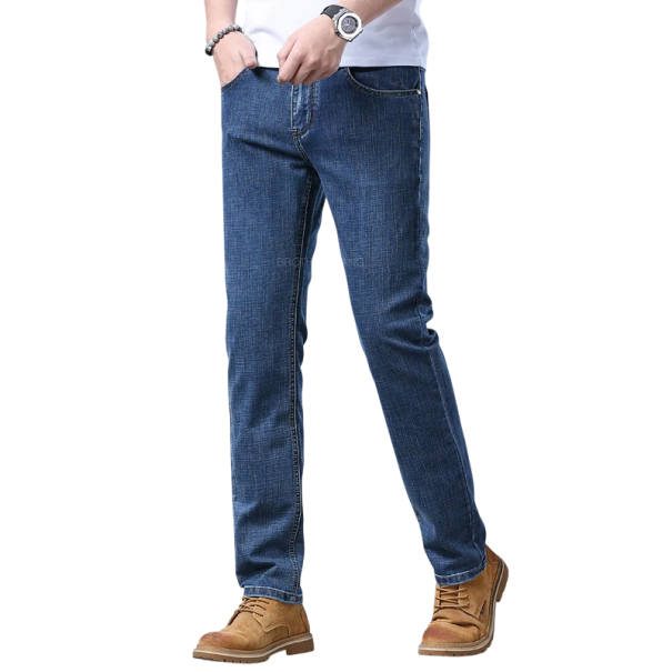 Blugi skinny drepți pentru bărbați, blugi elastici, pantaloni slim fit din denim, confortabili, potriviți pentru purtarea de zi cu zi, blugi eleganți albastru inchis 33