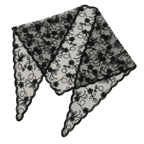 Blumen Spitzen Schal 130 x 45 cm Dreieckstuch für Kopf und Hals Haarband Leichter Reiseaccessoire Vier Jahreszeiten schwarz
