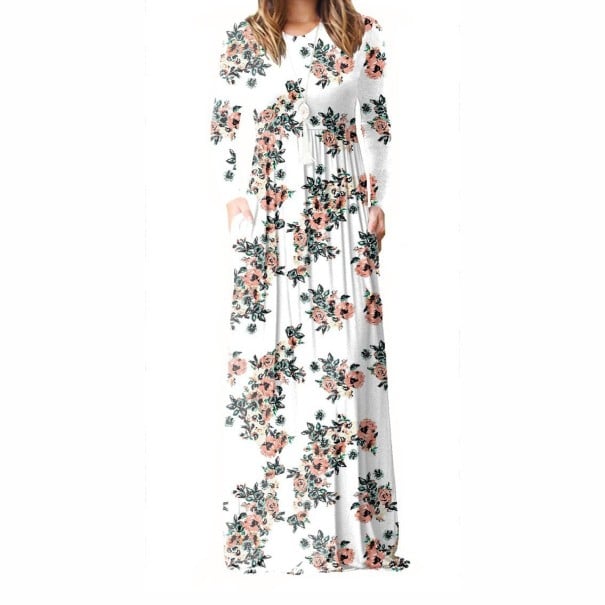Blumenkleid mit langen Ärmeln weiß S