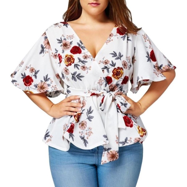 Blus med rosett i plusstorlekar 4XL