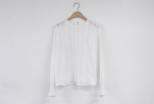 Blusa bianca da donna con maniche lunghe L