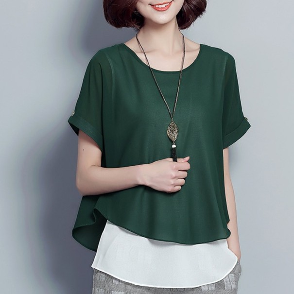 Blusa bicolor para mujer verde XXL