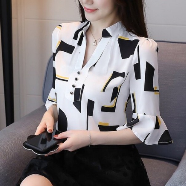 Blusa blanca de mujer con estampado A1 M