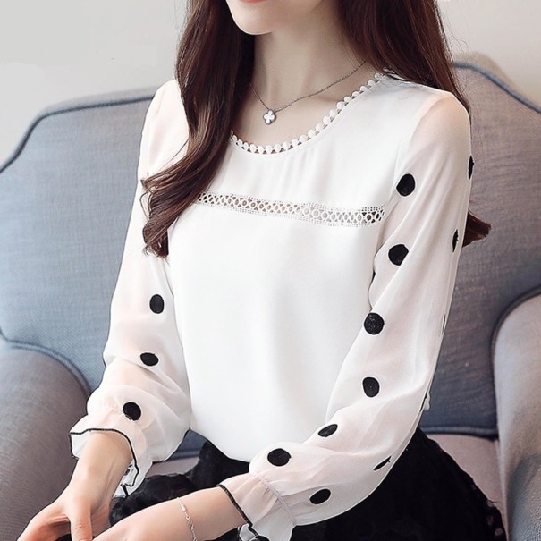 Blusa blanca de mujer con lunares L
