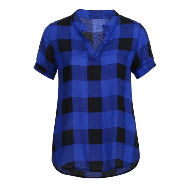 Blusa de cuadros para mujer Laura azul L