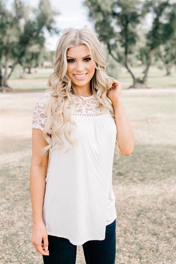 Blusa de encaje Katy blanco L