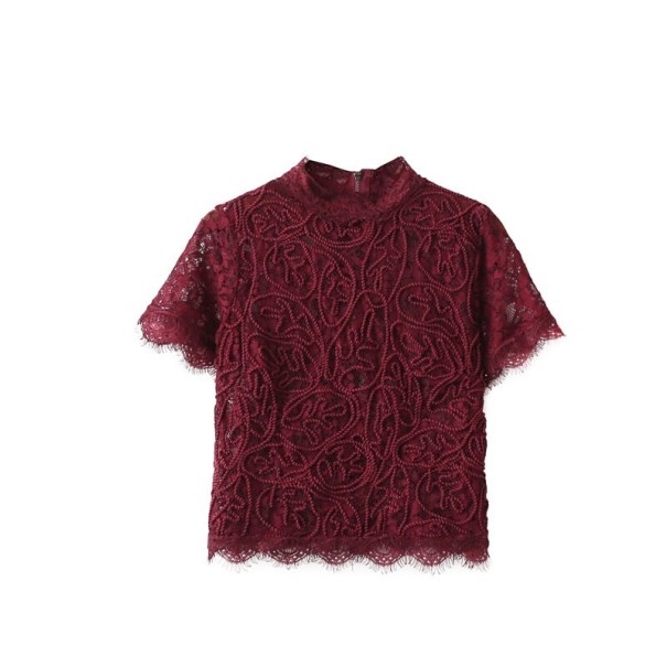 Blusa de encaje para mujer Amelia burdeos S
