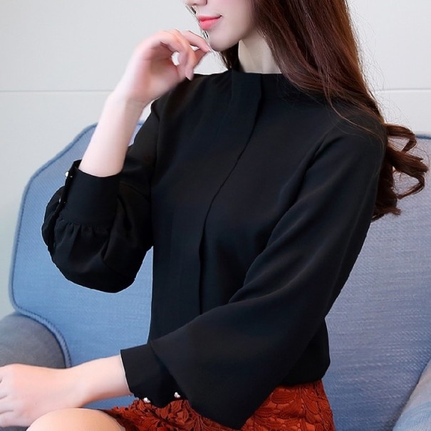 Blusa de manga larga para mujer negro XS