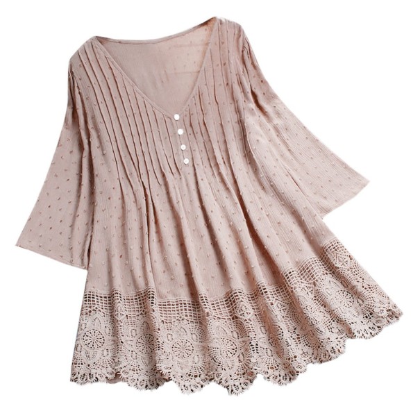 Blusa de mujer con encaje A158 rosa viejo S
