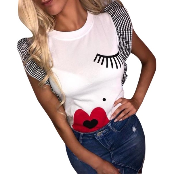 Blusa de mujer con estampado de caras M