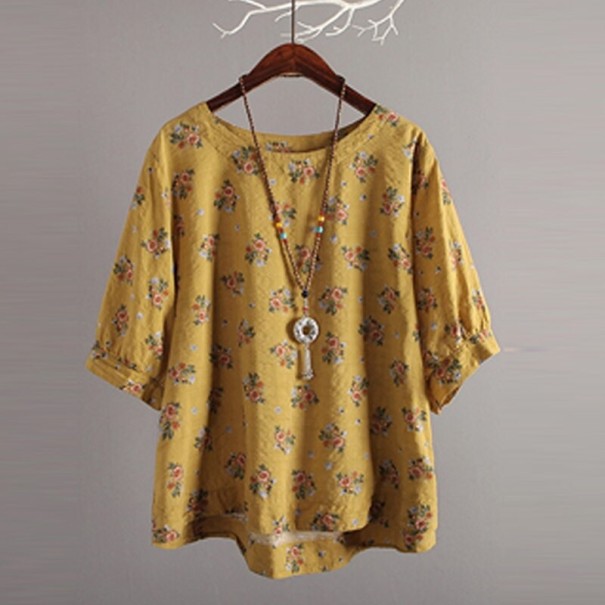 Blusa de mujer con flores Brunela amarillo M