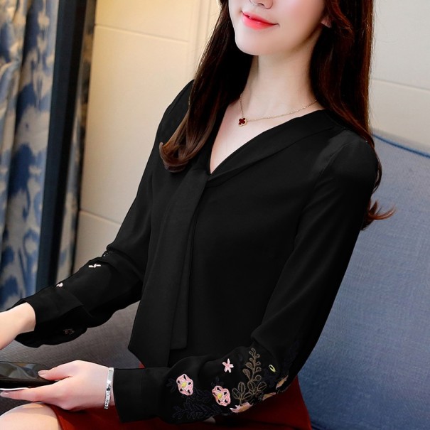 Blusa de mujer con flores Emilia negro XL