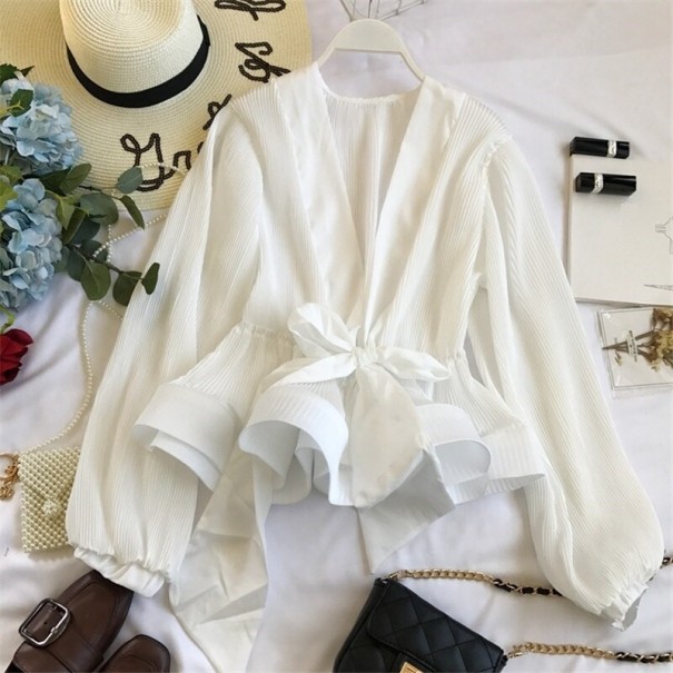 Blusa de mujer con lazo Irene blanco