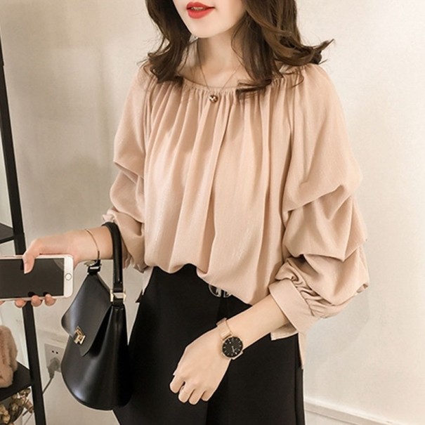 Blusa de mujer con mangas abullonadas rosa XXL