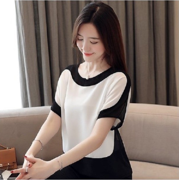 Blusa de mujer con mangas cortas blanco M