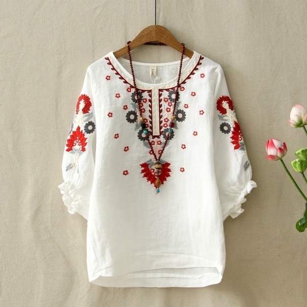 Blusa de mujer con parches blanco