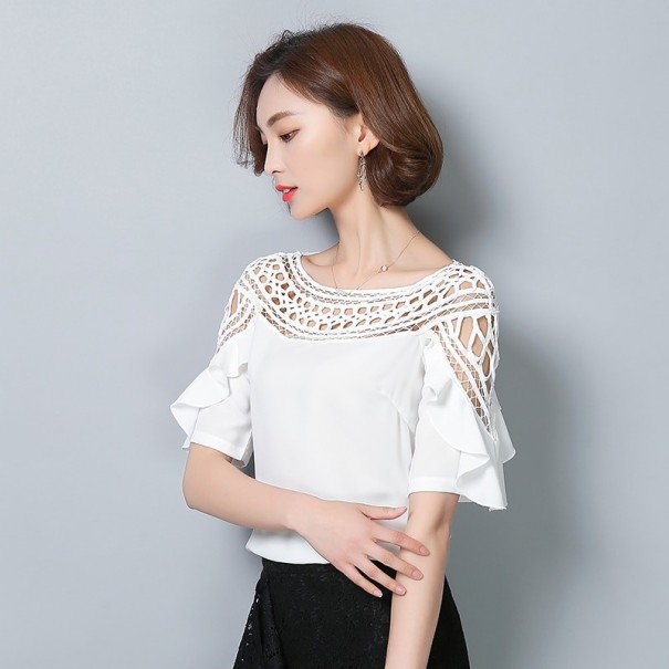Blusa de mujer con perforaciones blanco L