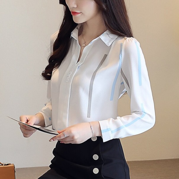 Blusa de mujer con rayas azul claro S