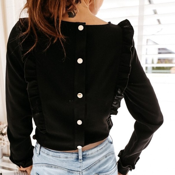 Blusa de mujer con volantes negro L