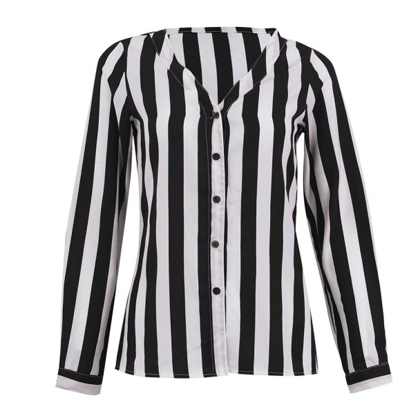 Blusa de rayas de mujer B69 negro M