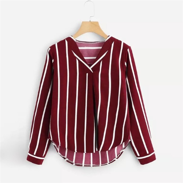 Blusa de rayas de mujer burdeos L