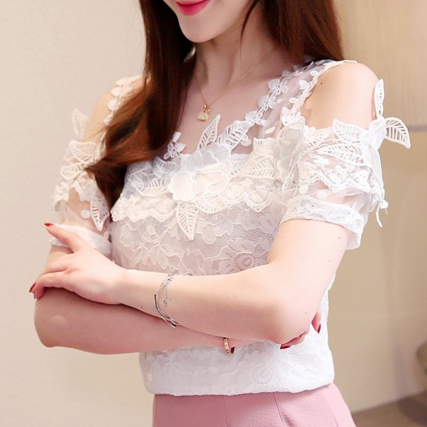 Blusa de Renda para Senhora A1045 branco XL