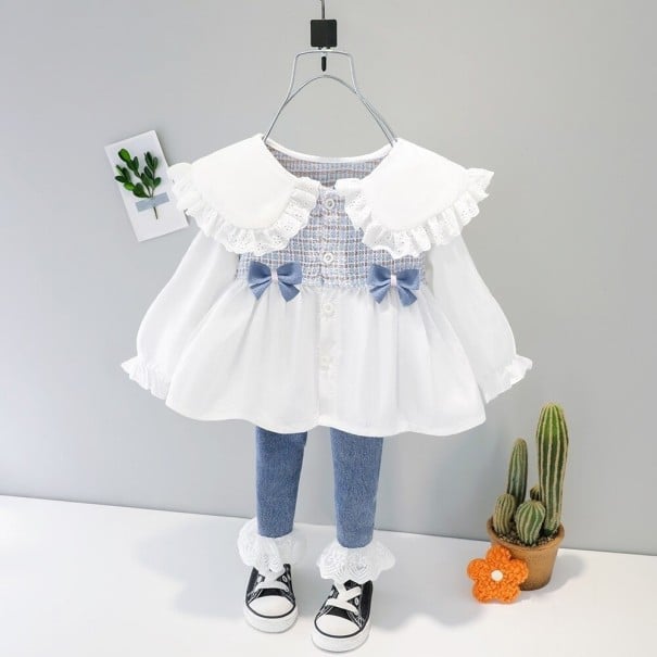 Blusa e calças para menina L1277 azul 4