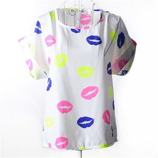 Blusa feminina com beijos coloridos XS
