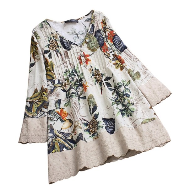 Blusa larga de mujer con estampado 3XL 1