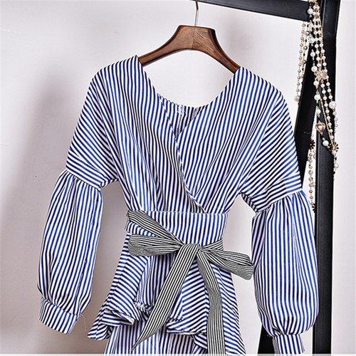 Blusa mujer con lazo Ines azul