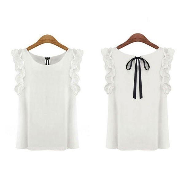Blusa mujer con volantes Jimena blanco M