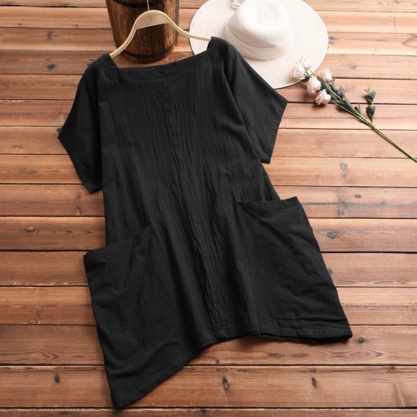 Blusa negra de mujer con bolsillos 4XL