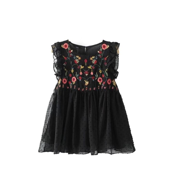 Blusa nera da donna con fiori L