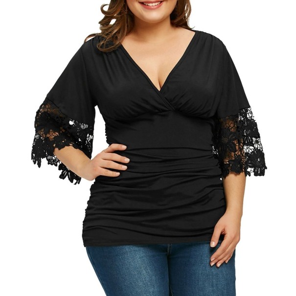 Blusa nera da donna in taglie comode XL
