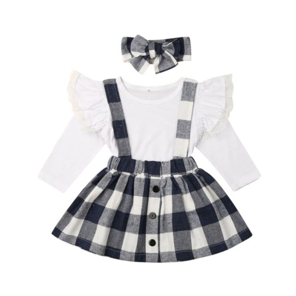 Blusa y falda de niña C1107 blanco 9-12 meses