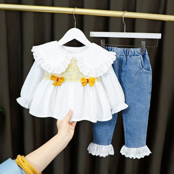 Bluse und Jeans für Mädchen gelb 4