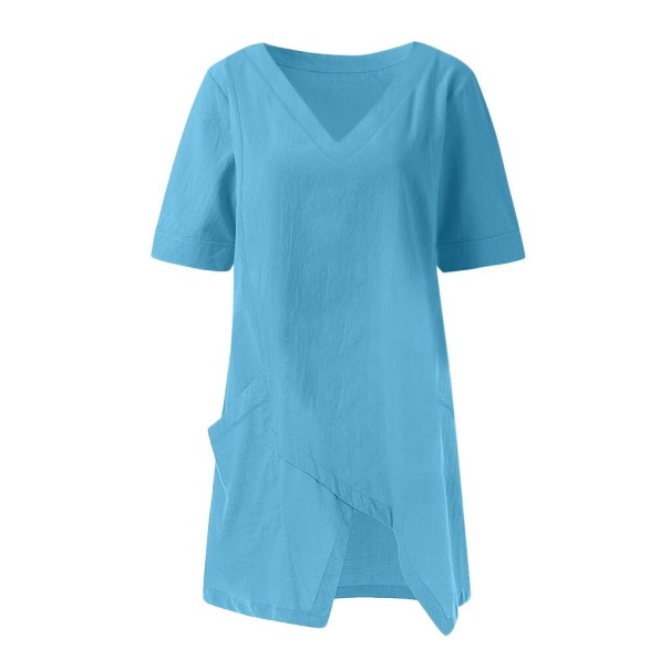 Bluză asimetrică pentru femei albastru 4XL