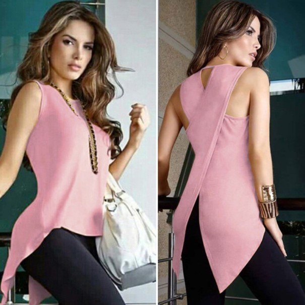 Bluză asimetrică pentru femei B98 roz L