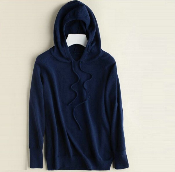 Bluza damska z kapturem A2127 ciemnoniebieski XS