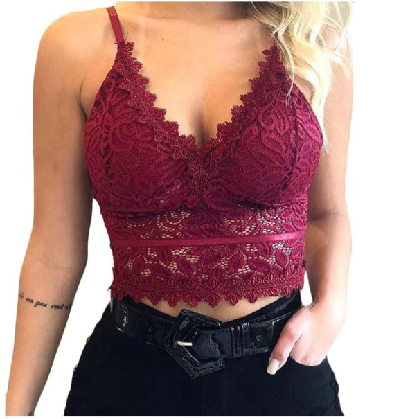 Bluză dantelă pentru femei burgundy L