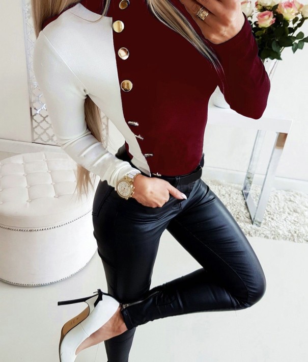 Bluză de damă cu nasturi burgundy XL